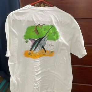 Men’s XL Guy Harvey White Graphic T-Shirt with Marlin Design